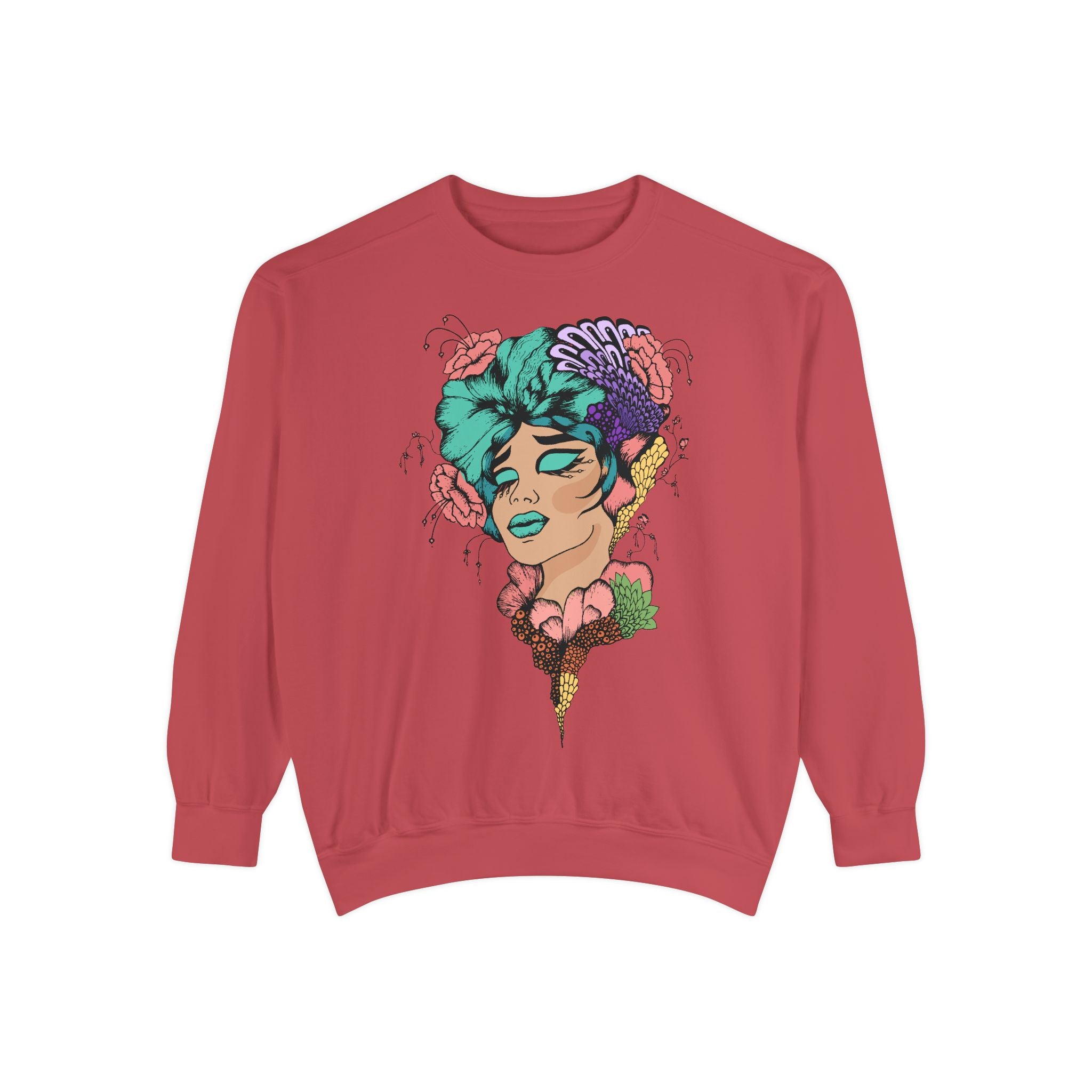 Artistic Floral Sweatshirt, Trendy Pullover for Women, Boho Style, Gift for Friends, Casual Cozy Wear, Eco-Friendly Fashion