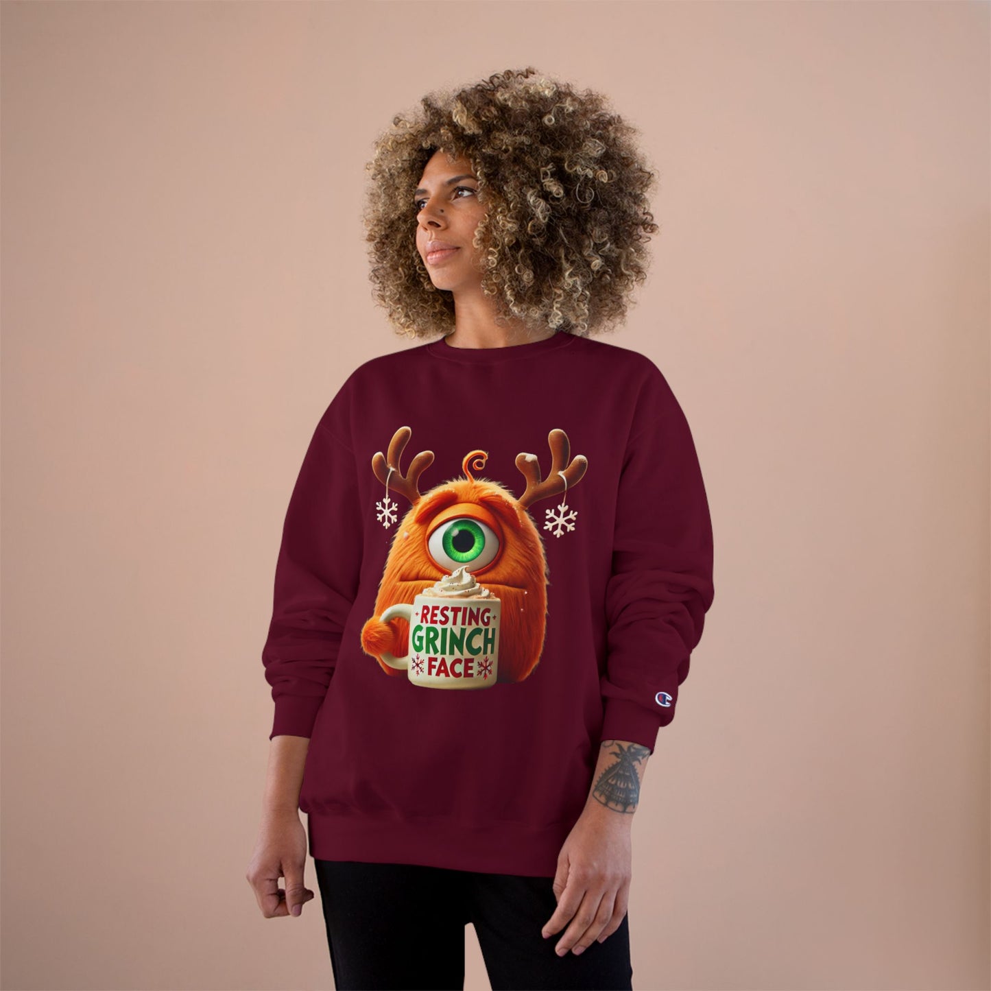 Christmas Monster Sweatshirt — 'Resting Grinch Face' Holiday Crewneck