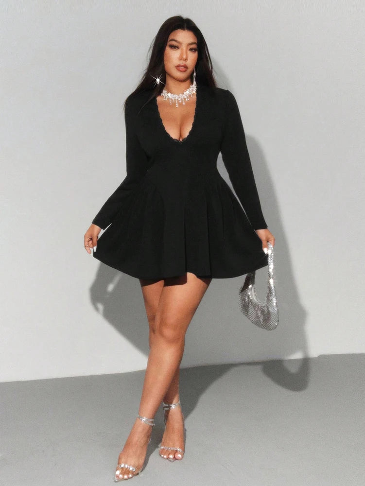 plus Size Lace Sexy Dress Elegant Gown for Women Big Size Party Outerwear Fashionable Casual Dress