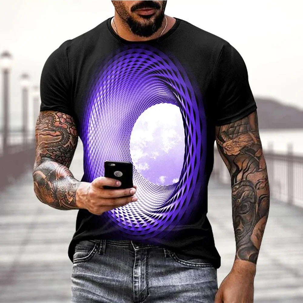 Fashion Hot Sales Personality Fun Sky graphic t shirts For Men Casual Three-dimensional Vortex 3D Printed Oversized O-neck Tees
