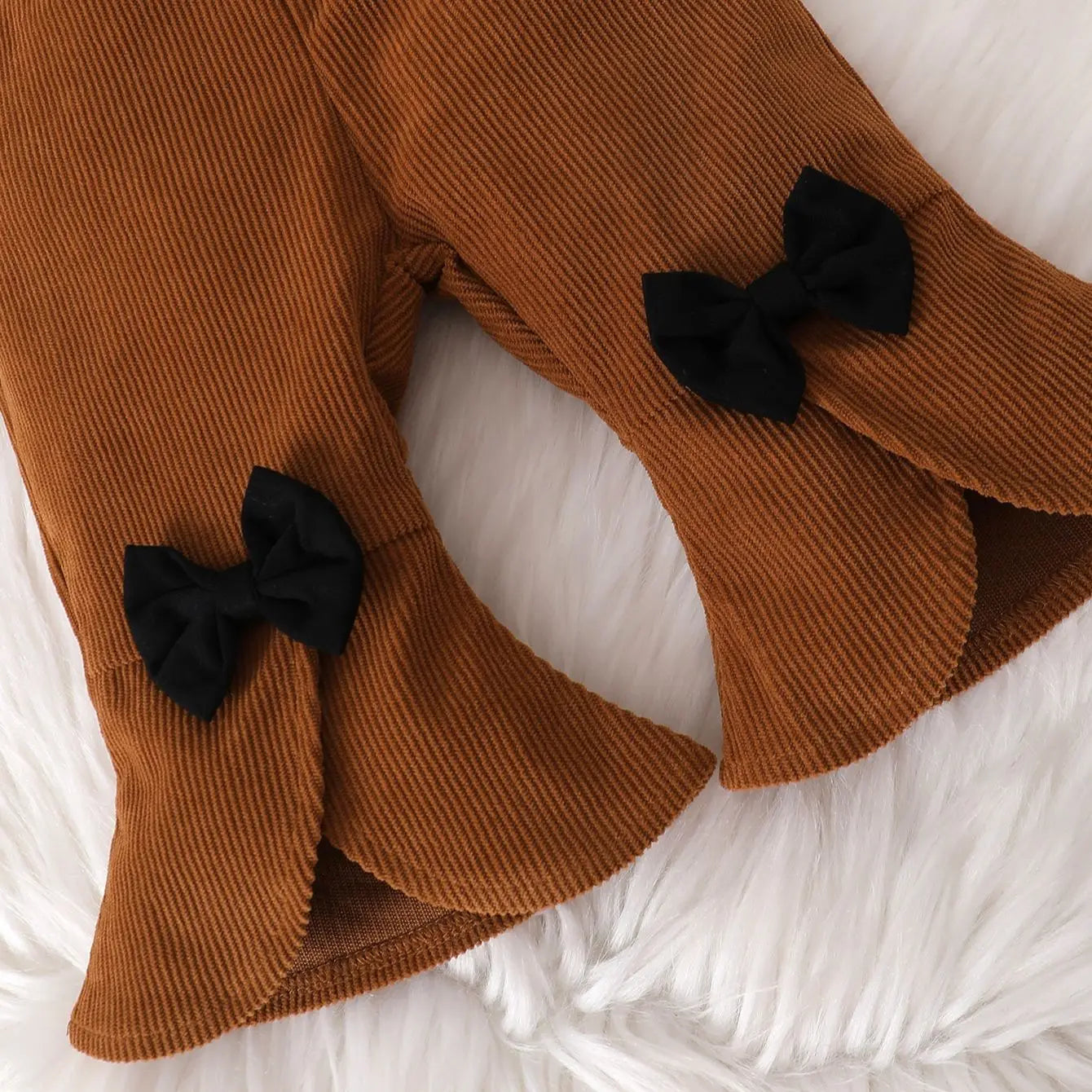 0-2-year-old newborn baby girls autumn and winter brown long-sleeved cardigan lapel jacket bow pants fashion suit