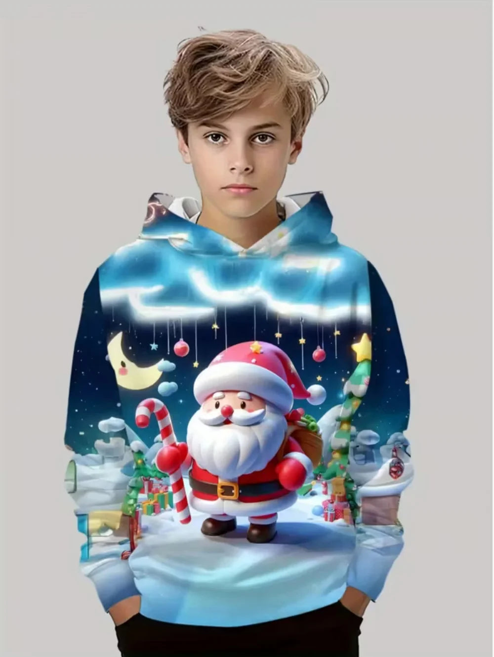 New Christmas Hoodies for Kids Sweatshirts New Year Fashion Sweatshirts Casual Streetwear Santa Claus Kids Clothes Children Top