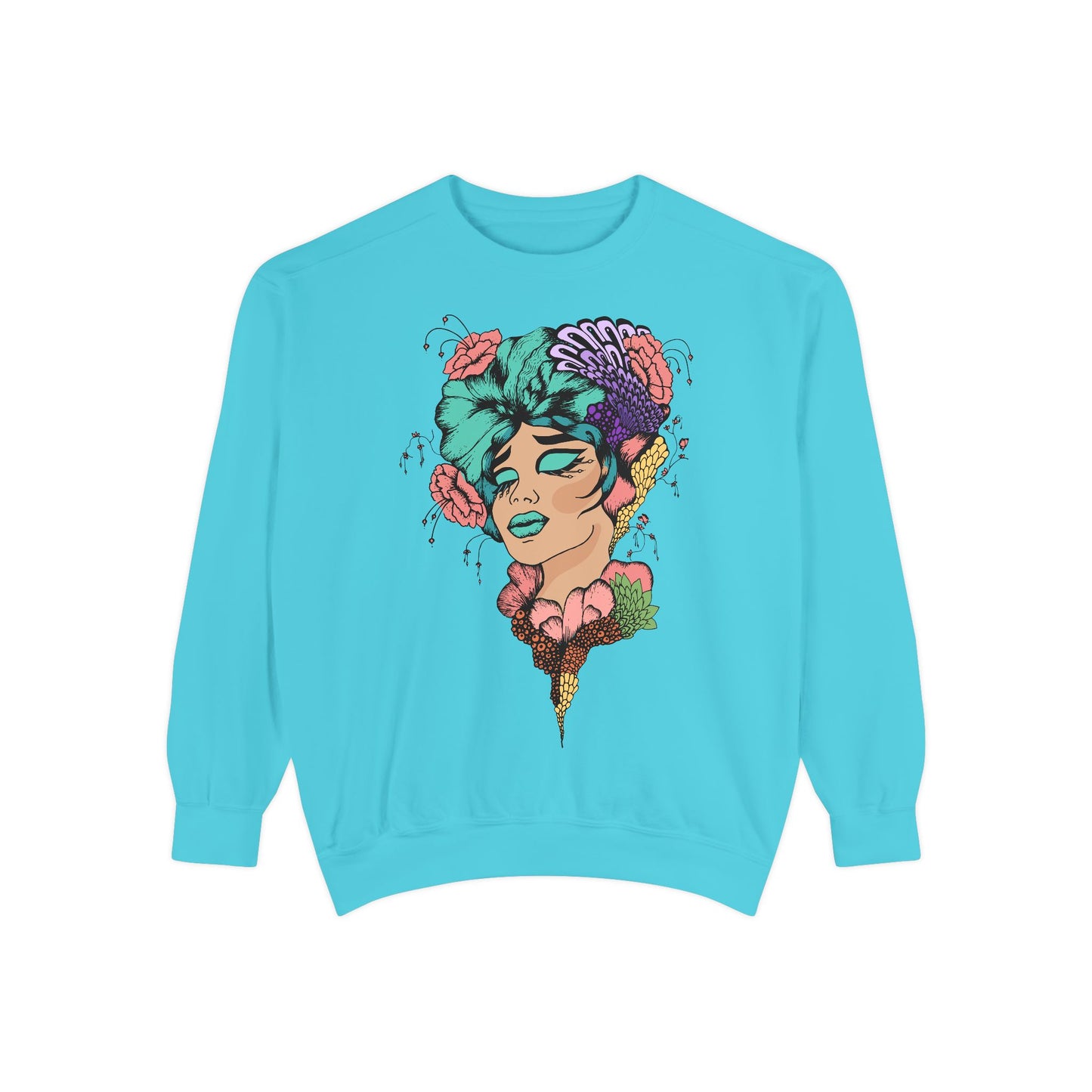 Artistic Floral Sweatshirt, Trendy Pullover for Women, Boho Style, Gift for Friends, Casual Cozy Wear, Eco-Friendly Fashion