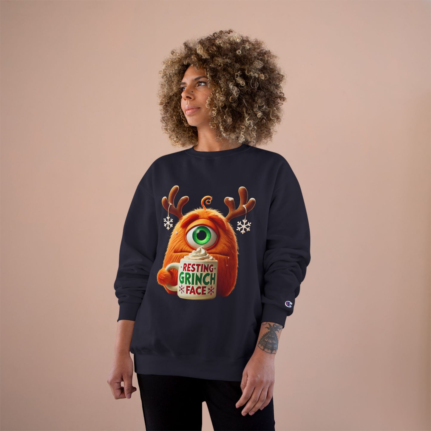 Christmas Monster Sweatshirt — 'Resting Grinch Face' Holiday Crewneck