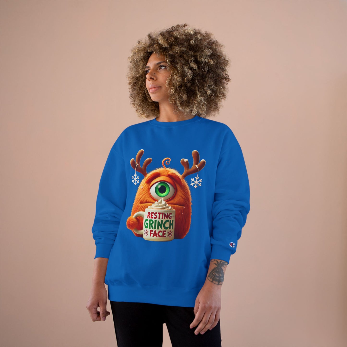 Christmas Monster Sweatshirt — 'Resting Grinch Face' Holiday Crewneck