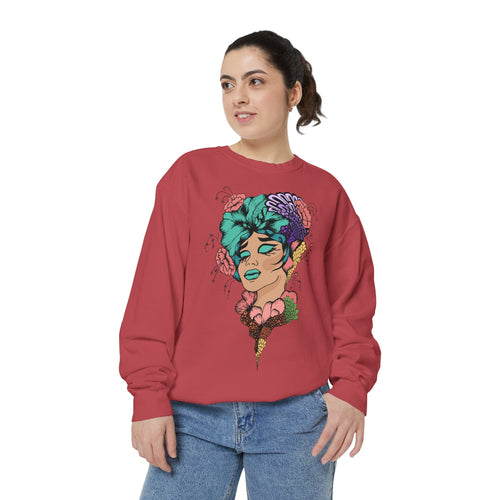 Artistic Floral Sweatshirt, Trendy Pullover for Women, Boho Style, Gift for Friends, Casual Cozy Wear, Eco-Friendly Fashion