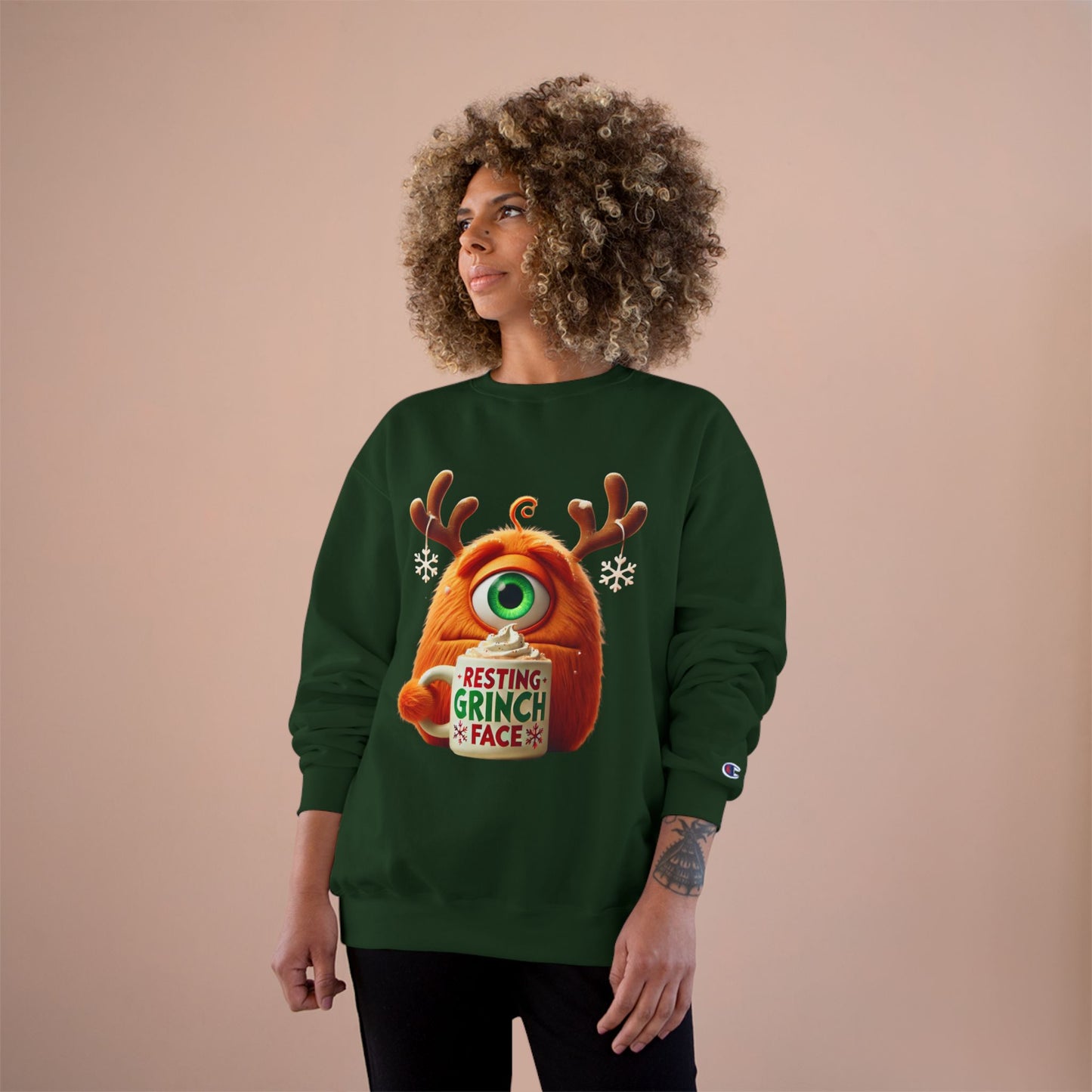 Christmas Monster Sweatshirt — 'Resting Grinch Face' Holiday Crewneck