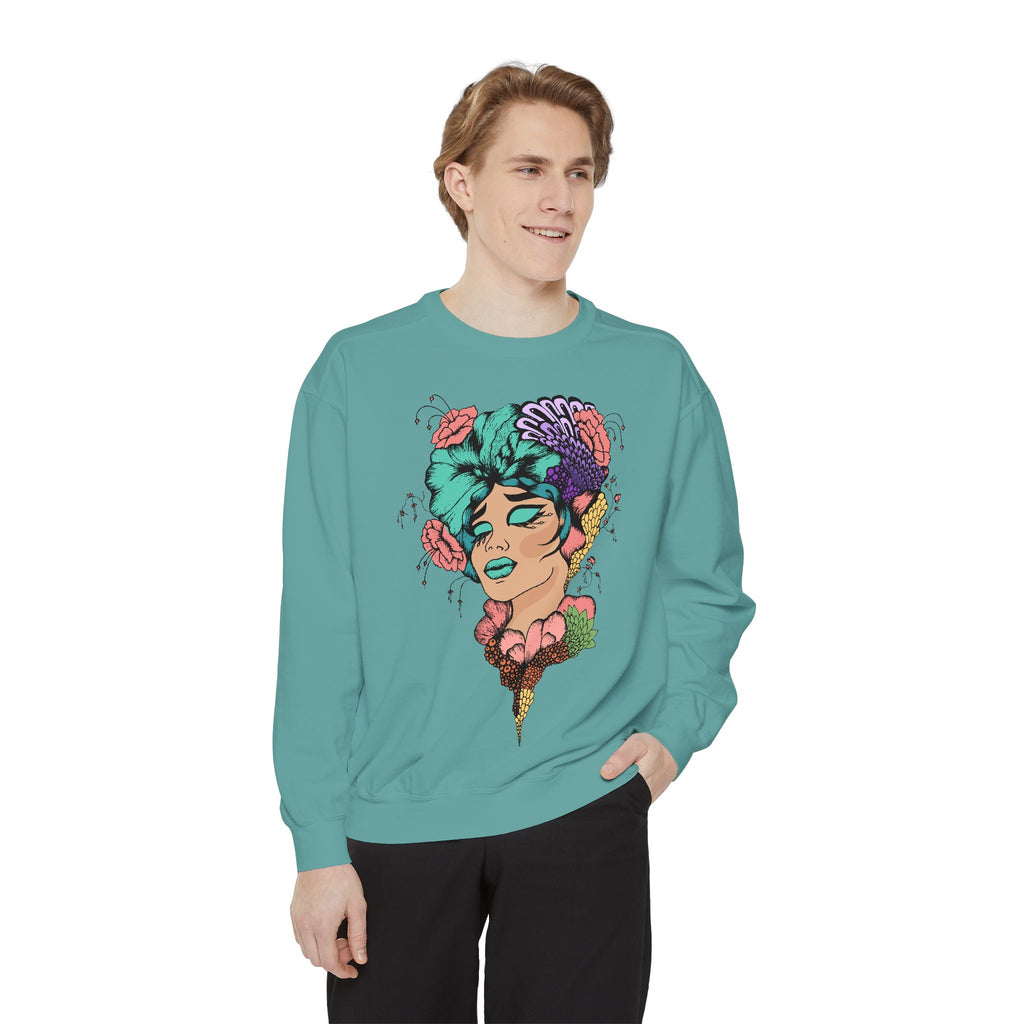 Artistic Floral Sweatshirt, Trendy Pullover for Women, Boho Style, Gift for Friends, Casual Cozy Wear, Eco-Friendly Fashion