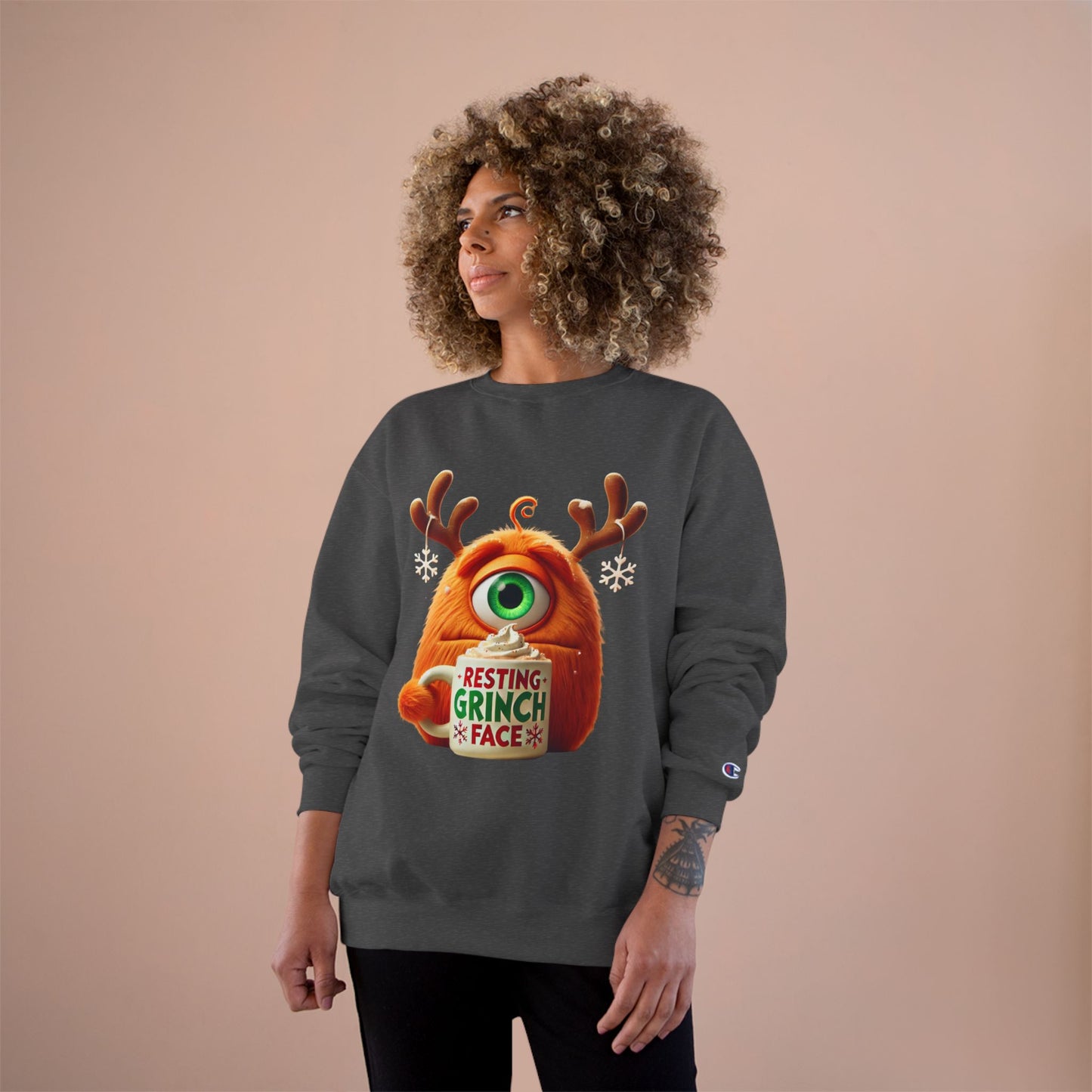 Christmas Monster Sweatshirt — 'Resting Grinch Face' Holiday Crewneck