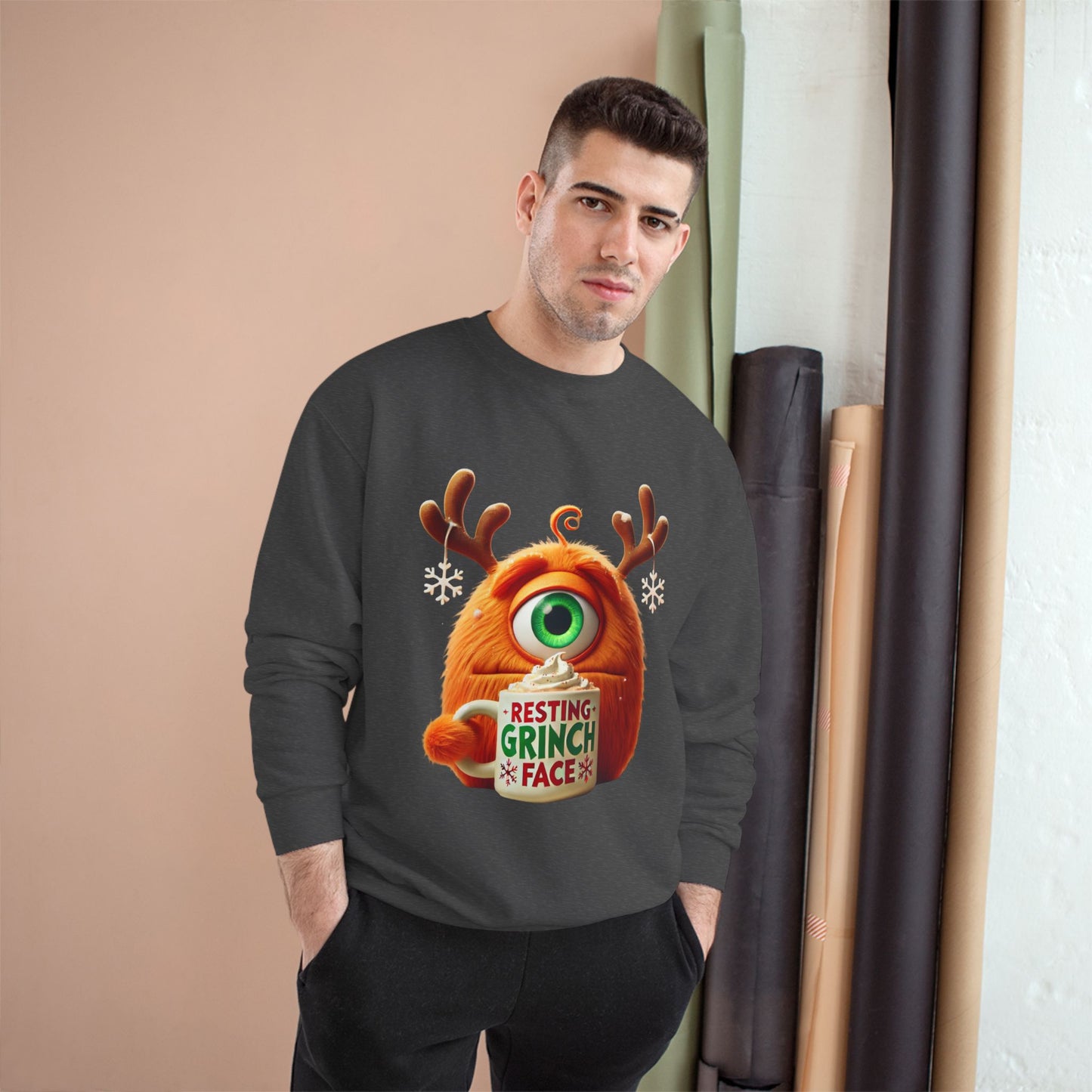 Christmas Monster Sweatshirt — 'Resting Grinch Face' Holiday Crewneck