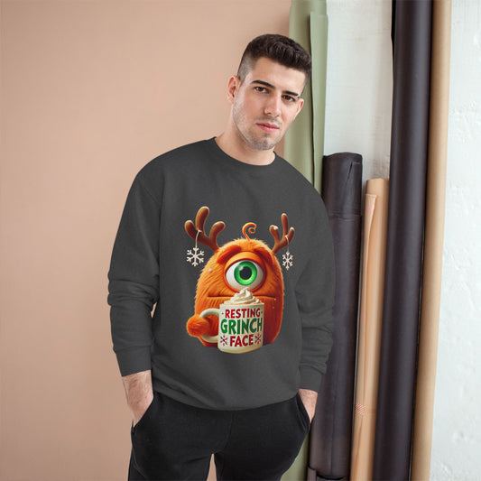 Christmas Monster Sweatshirt — 'Resting Grinch Face' Holiday Crewneck