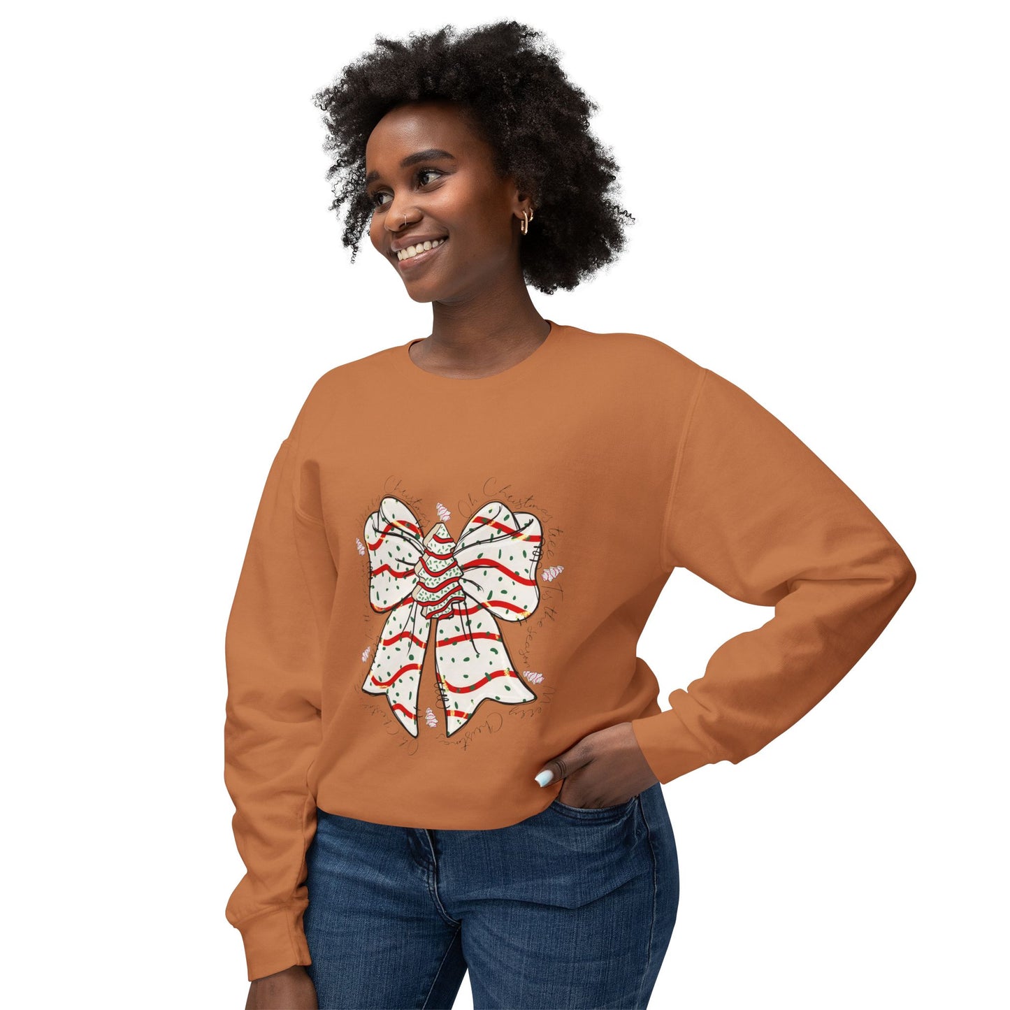 Candy Cane Bow Sweatshirt — Christmas Holiday Crewneck