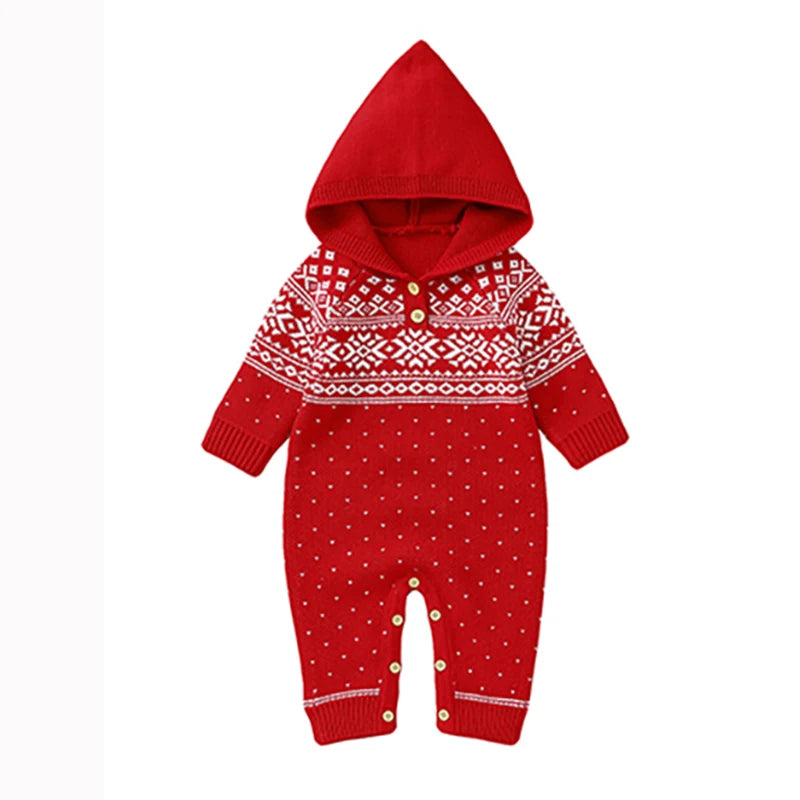 New Year Bodysuit New Christmas Knit Rompers Knit Scarf Deer Autumn Baby Boys Girls Rompers Long Sleeve Newborn Infant Jumpsuit