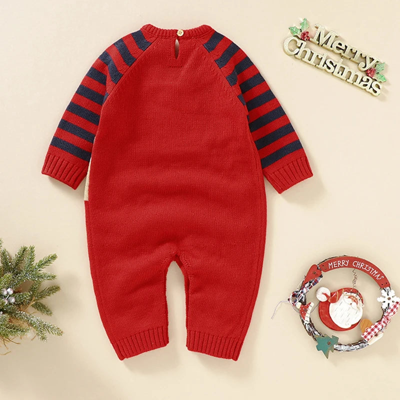New Year Bodysuit New Christmas Knit Rompers Knit Scarf Deer Autumn Baby Boys Girls Rompers Long Sleeve Newborn Infant Jumpsuit