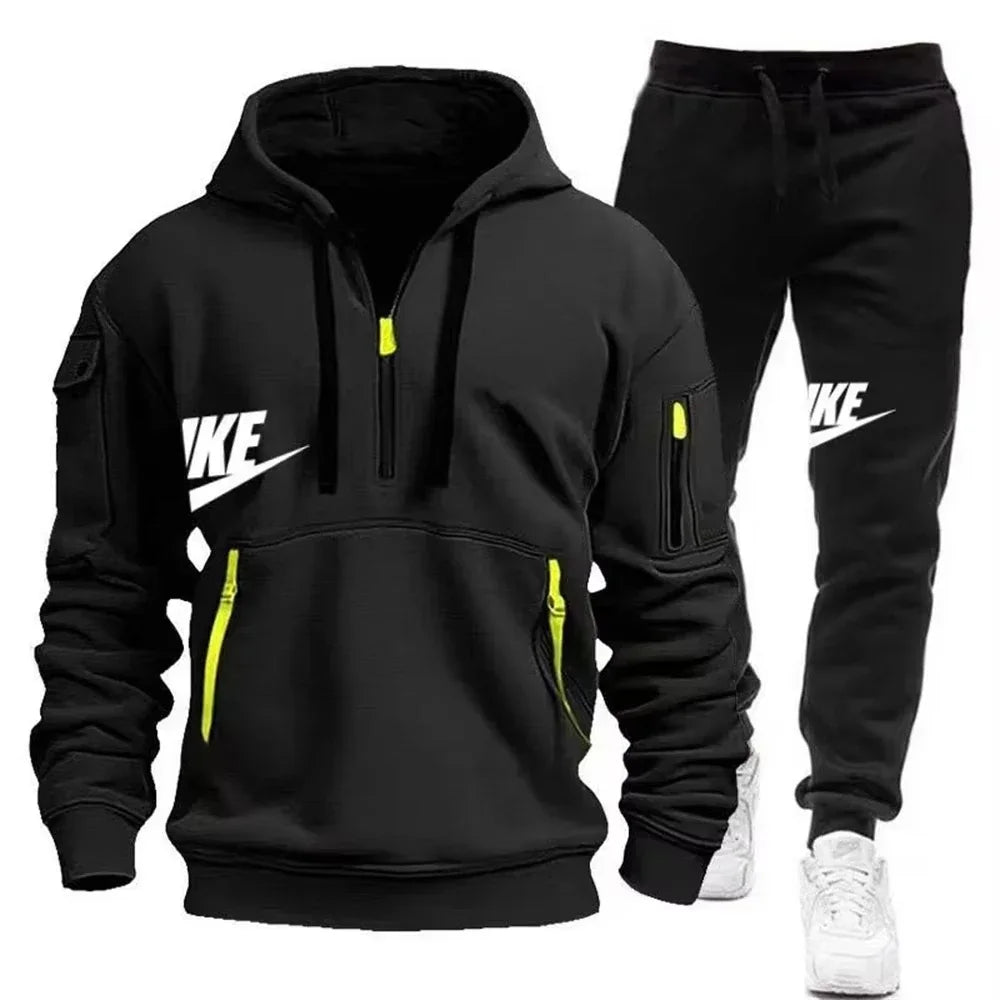 2025 New men's autumn and winter suit zipper hoodie + trousers suit casual men's sportswear