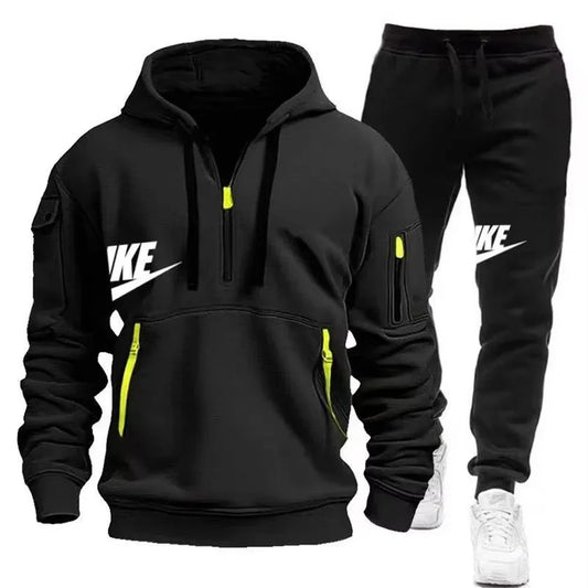 2025 New men's autumn and winter suit zipper hoodie + trousers suit casual men's sportswear