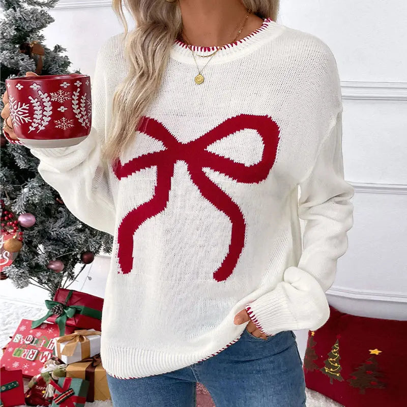 Autumn and winter new European and American fashionable loose long sleeved round neck pullover Christmas sweater