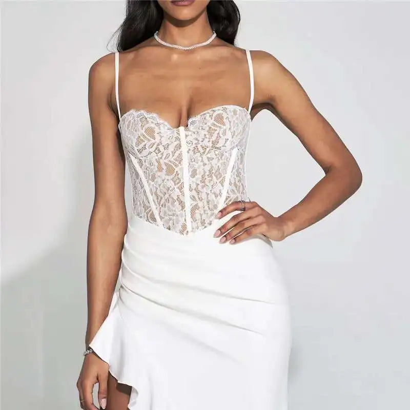 Townlike Ruffles Lace Patchwork Elegant Long Maxi Dress Women Spaghetti Strap 2026 Summer Dress Nightclub Sexy Party Dresses