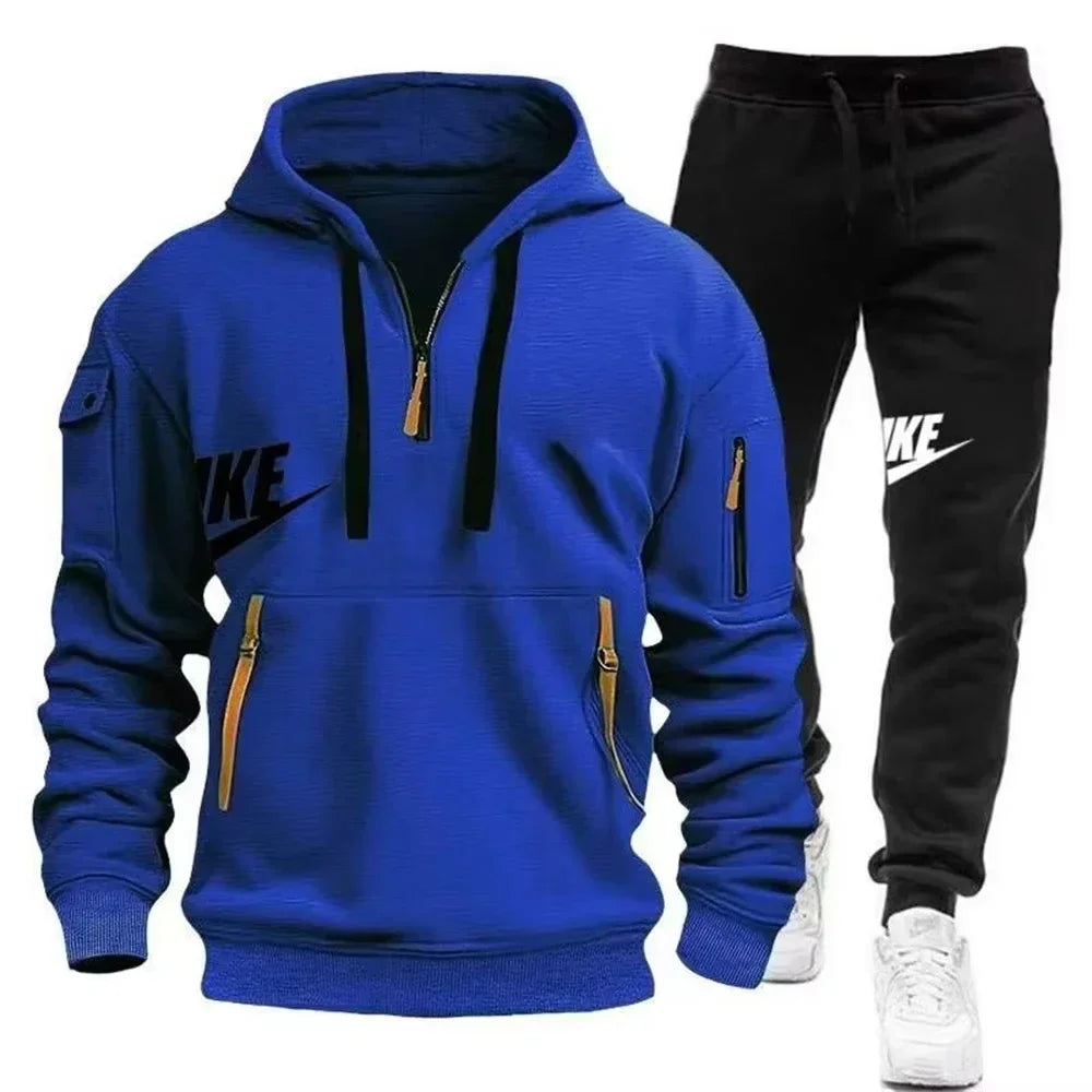 2025 New men's autumn and winter suit zipper hoodie + trousers suit casual men's sportswear