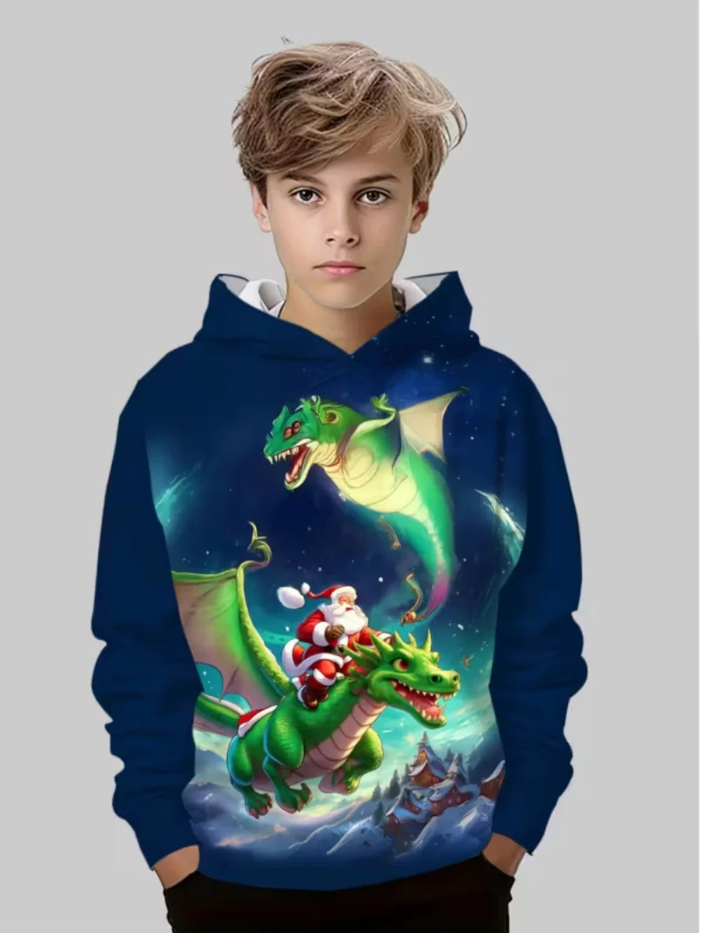 New Christmas Hoodies for Kids Sweatshirts New Year Fashion Sweatshirts Casual Streetwear Santa Claus Kids Clothes Children Top