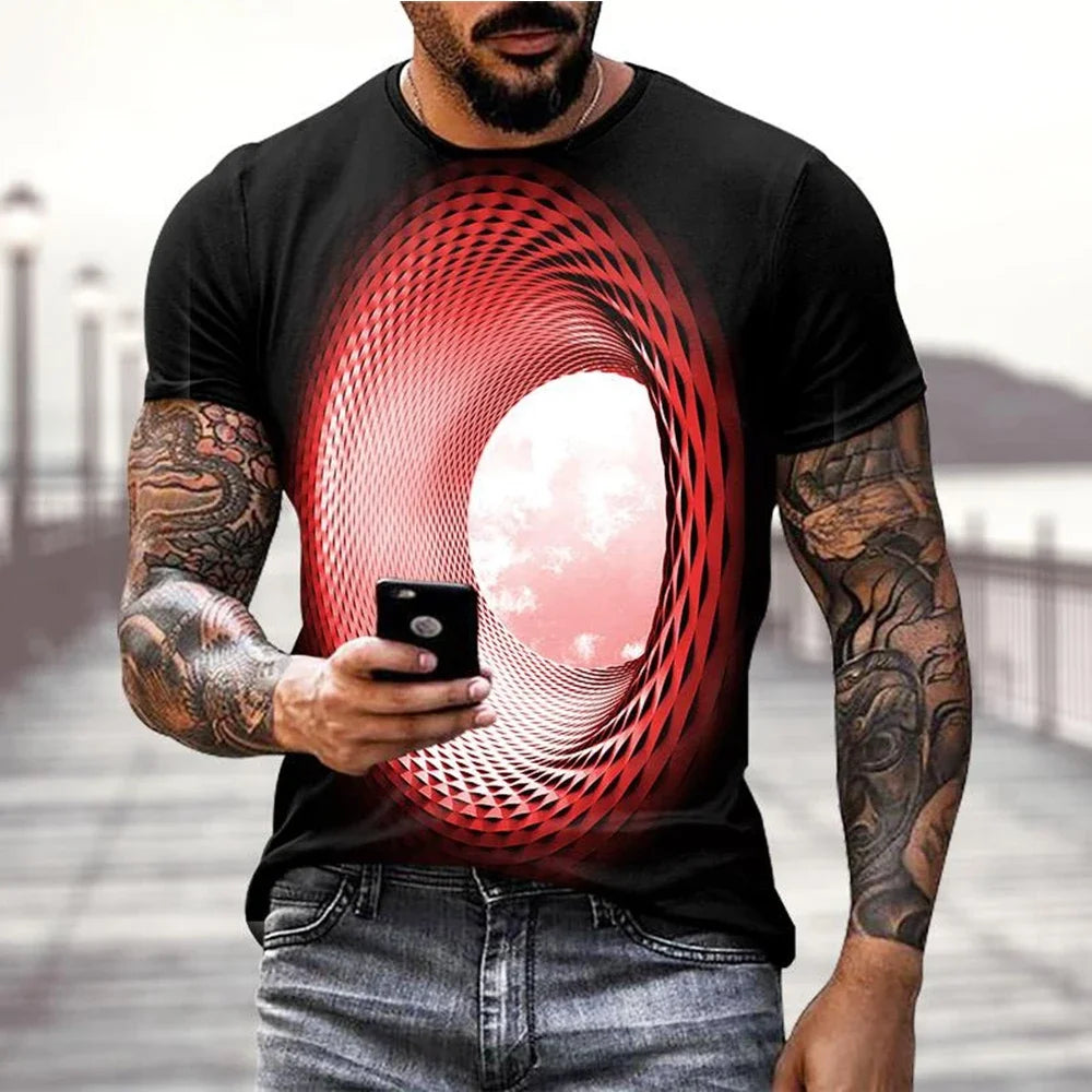 Fashion Hot Sales Personality Fun Sky graphic t shirts For Men Casual Three-dimensional Vortex 3D Printed Oversized O-neck Tees