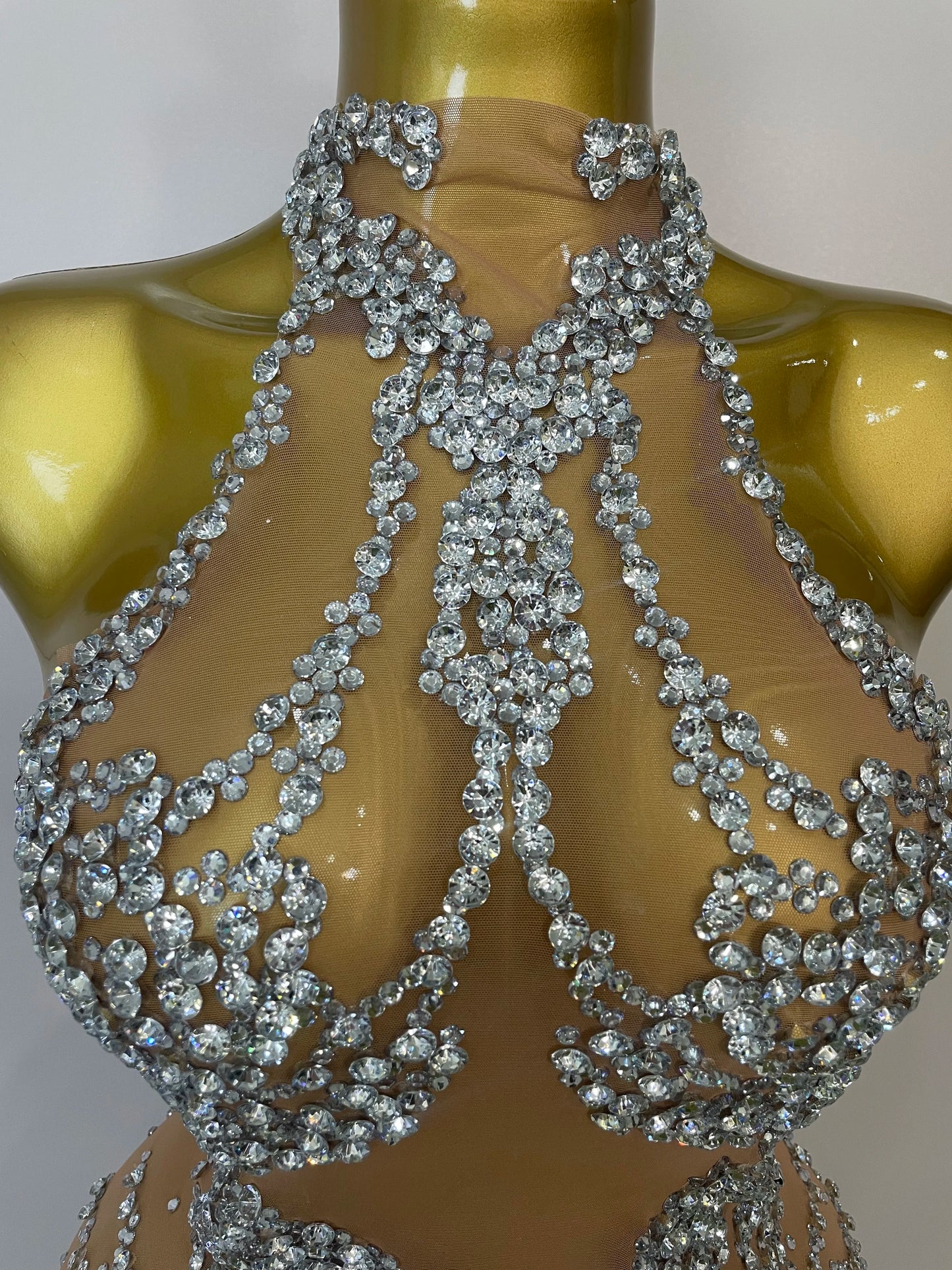 2026 Sparkly Rhinestones Sexy Mesh See Through Dress Party Evening Prom Celebrate Birthday Dress Singer Dancer Show Stage Wear