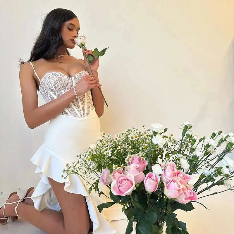 Townlike Ruffles Lace Patchwork Elegant Long Maxi Dress Women Spaghetti Strap 2026 Summer Dress Nightclub Sexy Party Dresses