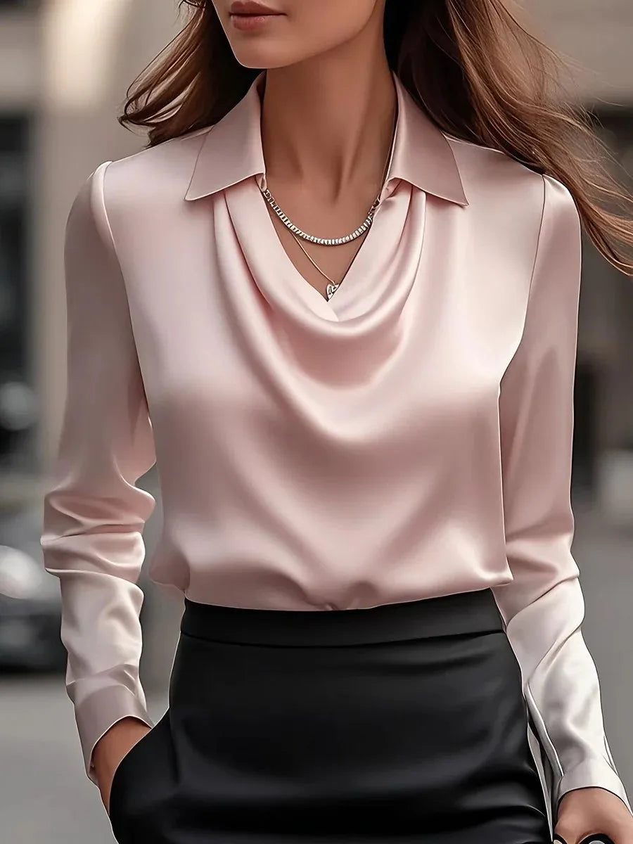 Fashion New Satin Women Shirt Vintage Long Sleeve Blouse Silk Elegant Womens Tops Commuting White Shirt Autumn Female Clothing