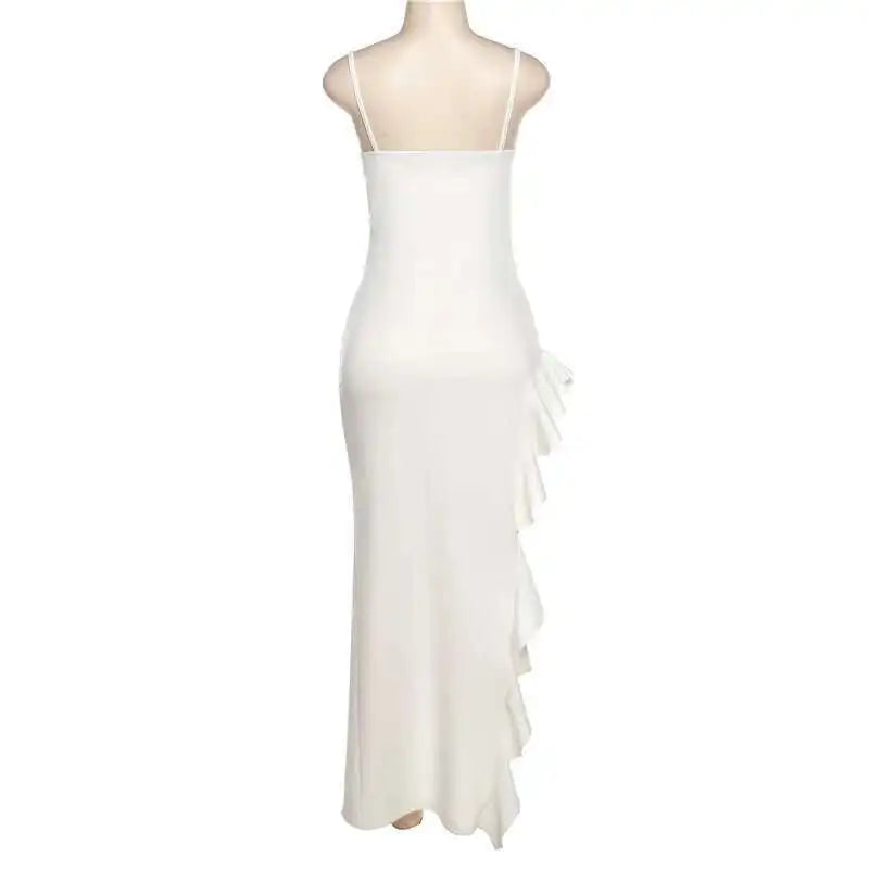 Townlike Ruffles Lace Patchwork Elegant Long Maxi Dress Women Spaghetti Strap 2026 Summer Dress Nightclub Sexy Party Dresses