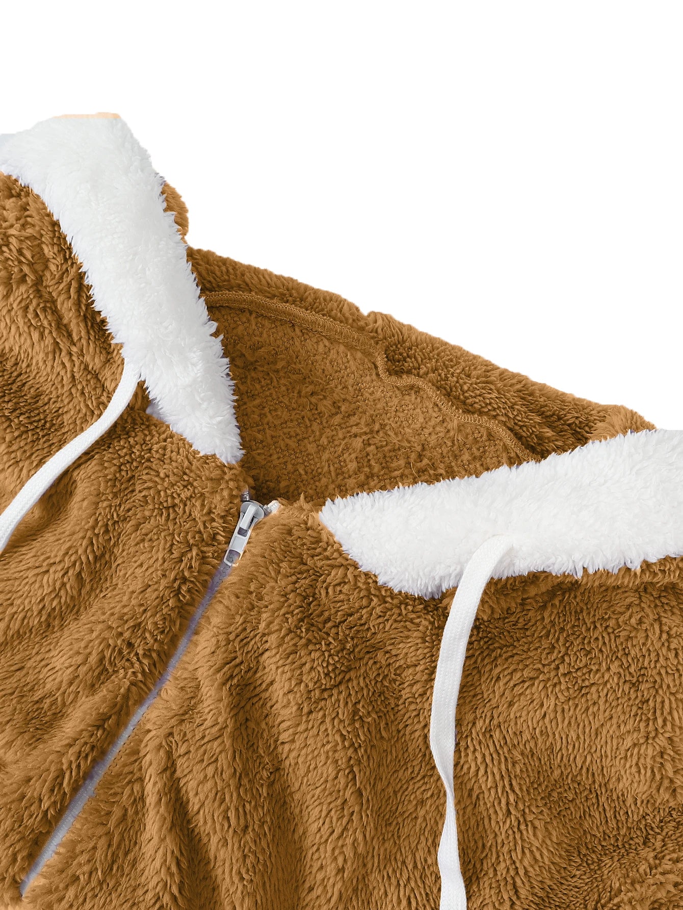 Plus Size Autumn/Winter New Arrivals Women's Autumn/Winter Drop-Shoulder Long-Sleeved Colour-Block Patchwork Fleece Hooded Jacke