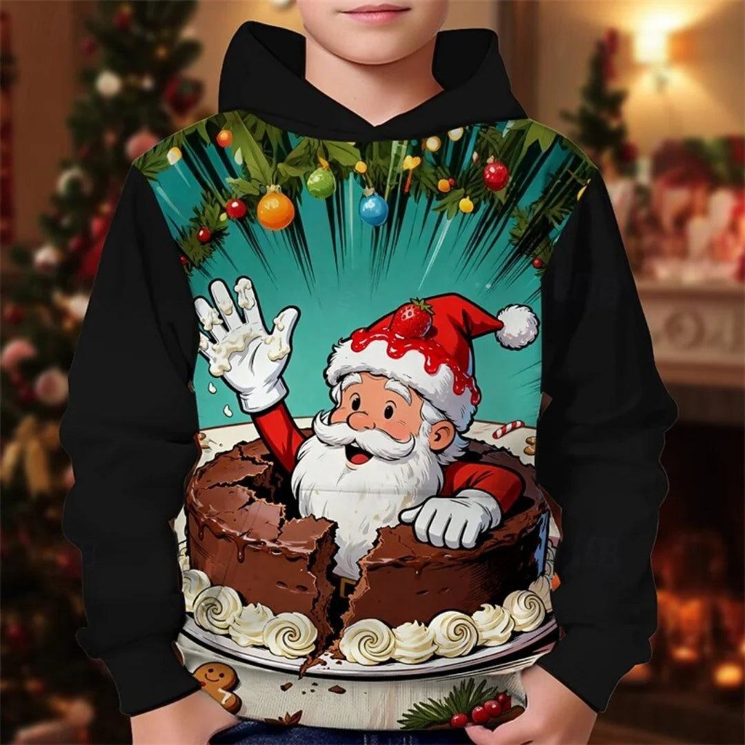 2026 Girl Clothes Christmas Hoodie Gingerbread 3D Print Long Sleeves Casual Pullover Casual Hoodies Children's Outdoor Clothes