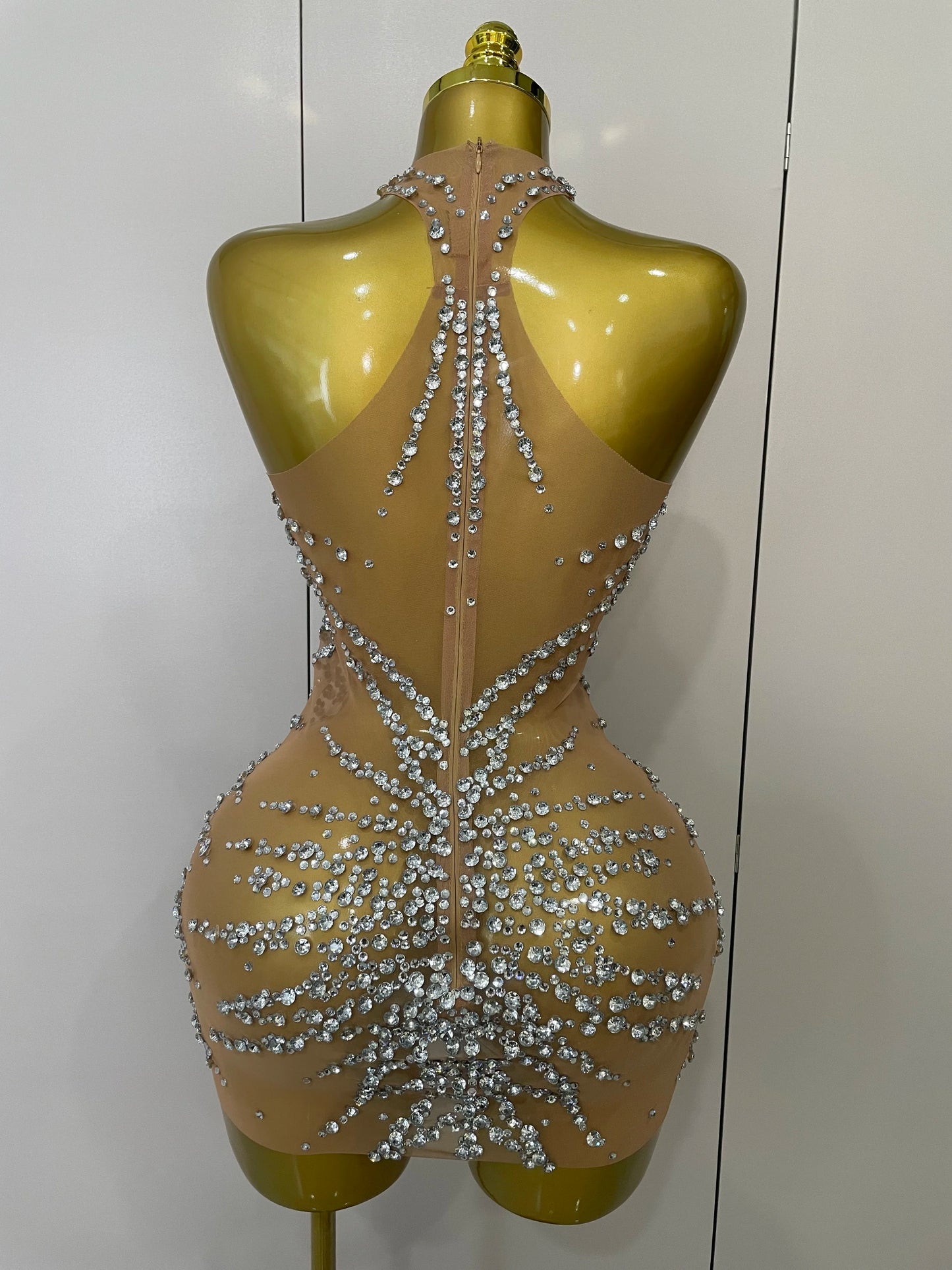 2026 Sparkly Rhinestones Sexy Mesh See Through Dress Party Evening Prom Celebrate Birthday Dress Singer Dancer Show Stage Wear