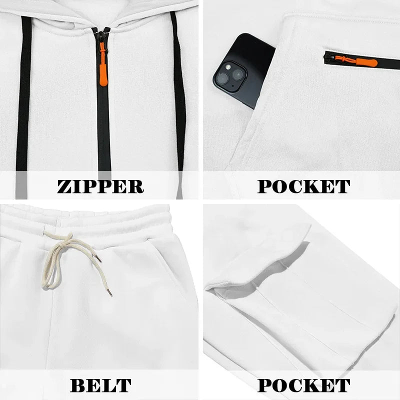 2026 Autumn and Winter Printed New Men's  Multi Pocket 2-piece Set