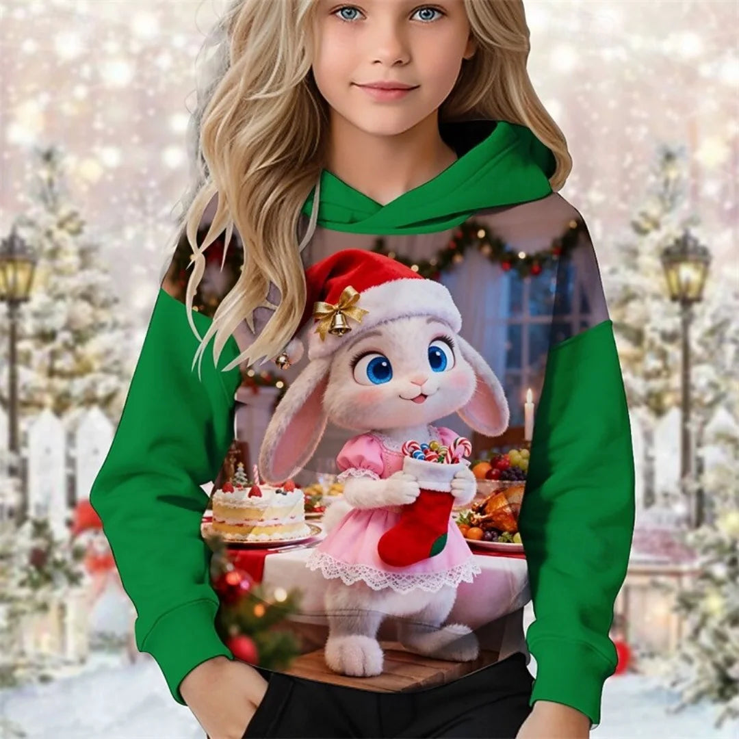 2026 Girl Clothes Christmas Hoodie Gingerbread 3D Print Long Sleeves Casual Pullover Casual Hoodies Children's Outdoor Clothes