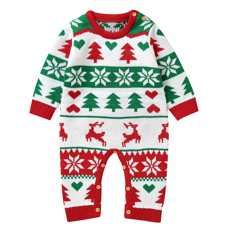 New Year Bodysuit New Christmas Knit Rompers Knit Scarf Deer Autumn Baby Boys Girls Rompers Long Sleeve Newborn Infant Jumpsuit