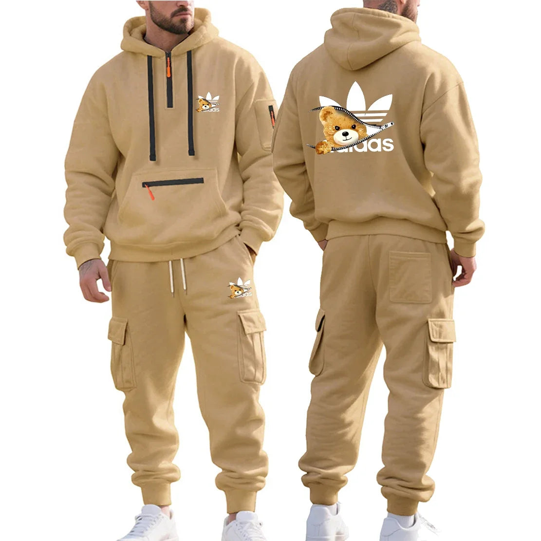 2026 Autumn and Winter Printed New Men's  Multi Pocket 2-piece Set