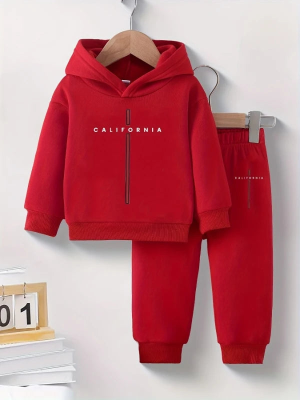 Newborn Baby Boy Autumn Winter Hooded Fleece Sweatshirt Casual Fashion Sporty Long Pants Set for Infants