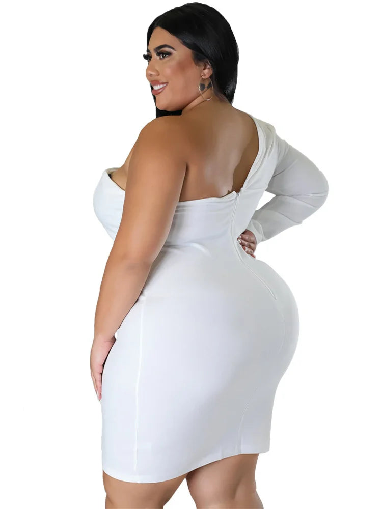 Wmstar Plus Size Dresses Women 2026 Single Long Sleeve V Neck Solid Sexy Mini Suit Dress Party Dresses Wholesale Dropshipping