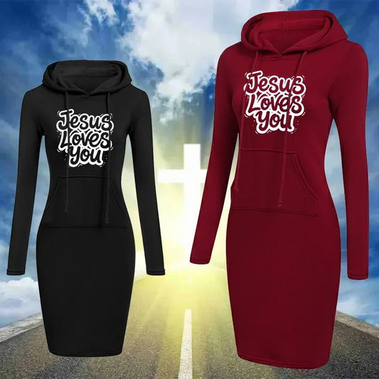 Women's Elegant Dress Hooded Casual Sweater Dress Autumn and Winter Fashion Casual Women's Clothing