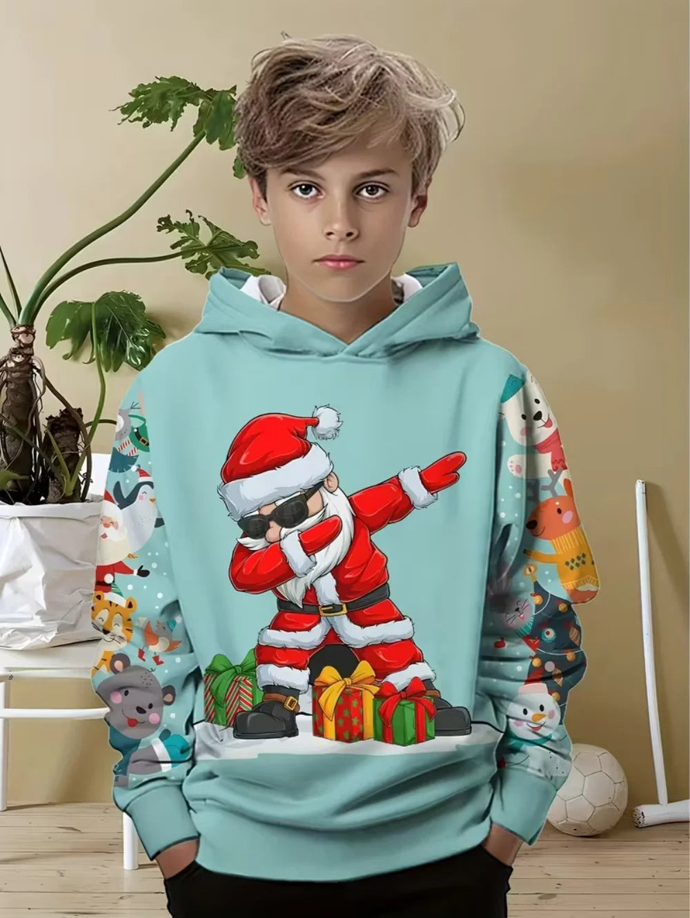 New Christmas Hoodies for Kids Sweatshirts New Year Fashion Sweatshirts Casual Streetwear Santa Claus Kids Clothes Children Top