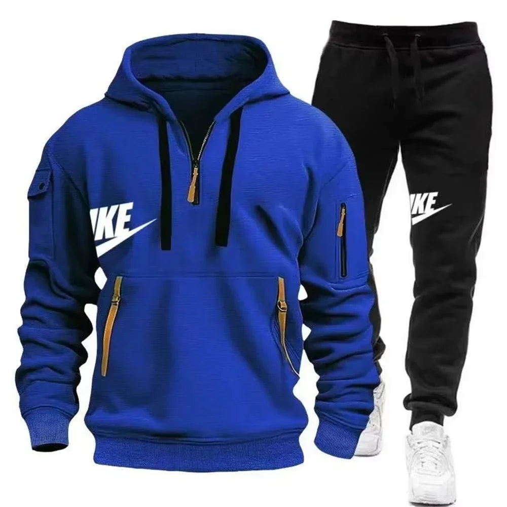 2025 New men's autumn and winter suit zipper hoodie + trousers suit casual men's sportswear