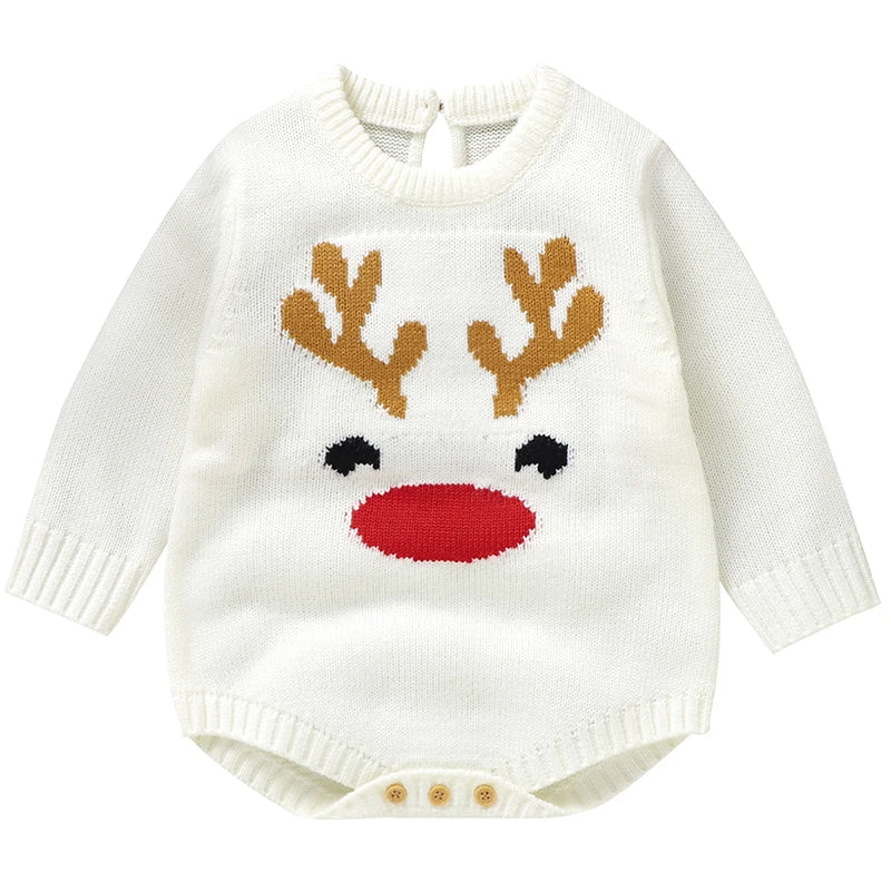 New Year Bodysuit New Christmas Knit Rompers Knit Scarf Deer Autumn Baby Boys Girls Rompers Long Sleeve Newborn Infant Jumpsuit