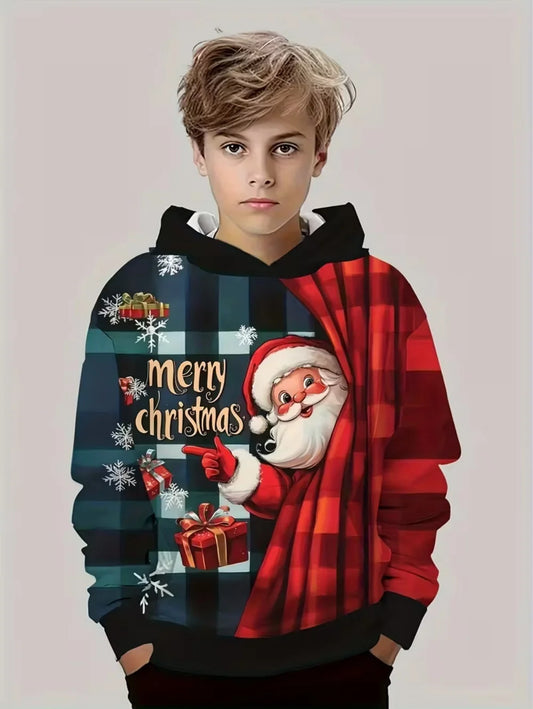 New Christmas Hoodies for Kids Sweatshirts New Year Fashion Sweatshirts Casual Streetwear Santa Claus Kids Clothes Children Top