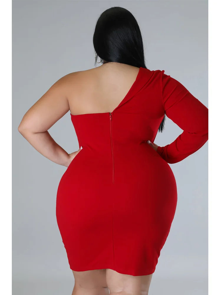 Wmstar Plus Size Dresses Women 2026 Single Long Sleeve V Neck Solid Sexy Mini Suit Dress Party Dresses Wholesale Dropshipping