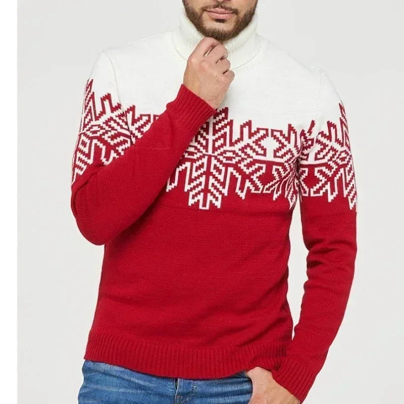 Christmas Matching Sweaters Snowflake Print Women Dress Men Boys Girls Jacquard Jumpers Thick Warm Turtleneck Pullover Xmas Look