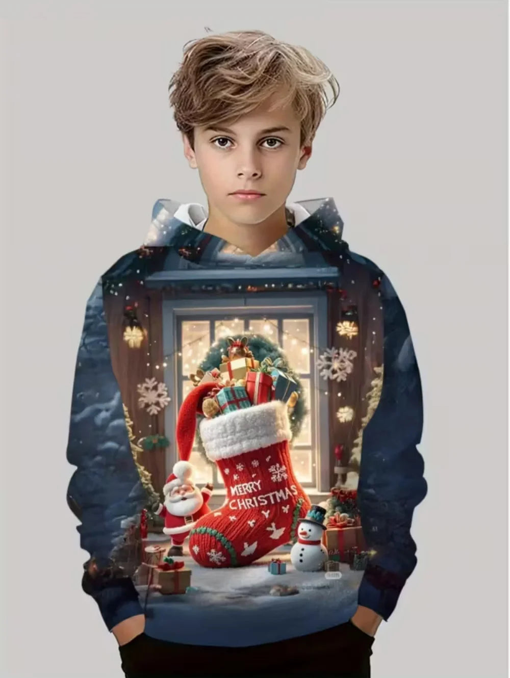 New Christmas Hoodies for Kids Sweatshirts New Year Fashion Sweatshirts Casual Streetwear Santa Claus Kids Clothes Children Top