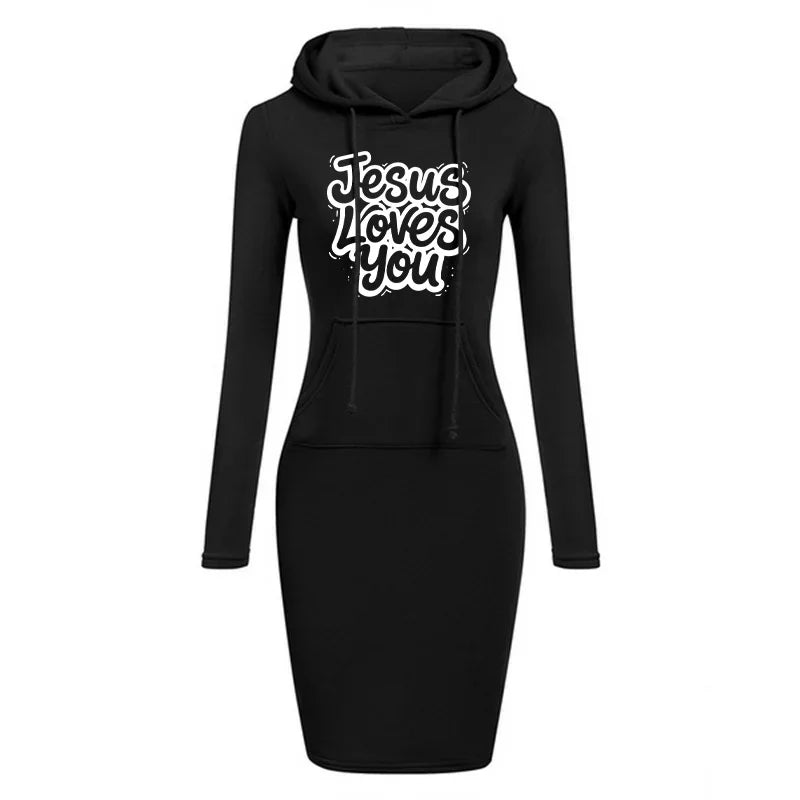 Women's Elegant Dress Hooded Casual Sweater Dress Autumn and Winter Fashion Casual Women's Clothing