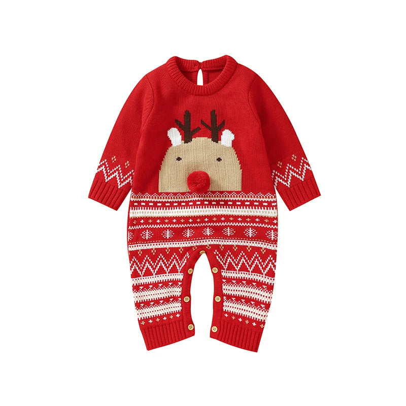 New Year Bodysuit New Christmas Knit Rompers Knit Scarf Deer Autumn Baby Boys Girls Rompers Long Sleeve Newborn Infant Jumpsuit