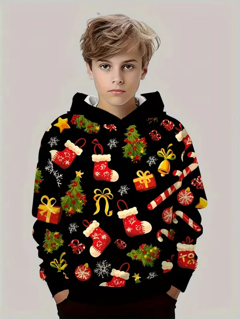 New Christmas Hoodies for Kids Sweatshirts New Year Fashion Sweatshirts Casual Streetwear Santa Claus Kids Clothes Children Top