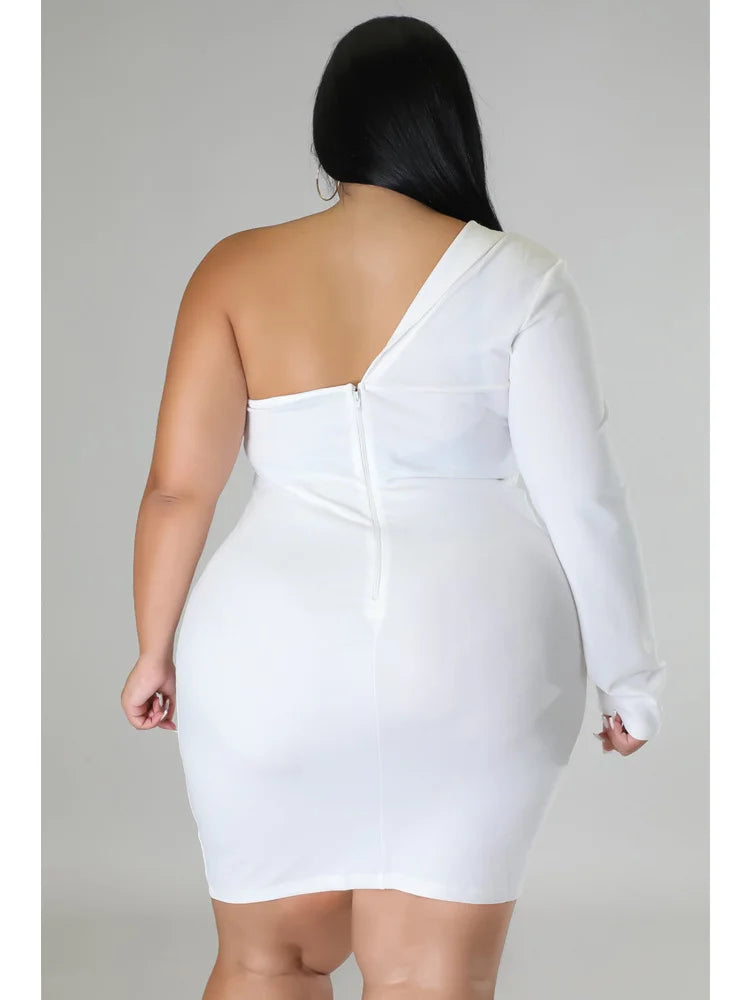 Wmstar Plus Size Dresses Women 2026 Single Long Sleeve V Neck Solid Sexy Mini Suit Dress Party Dresses Wholesale Dropshipping